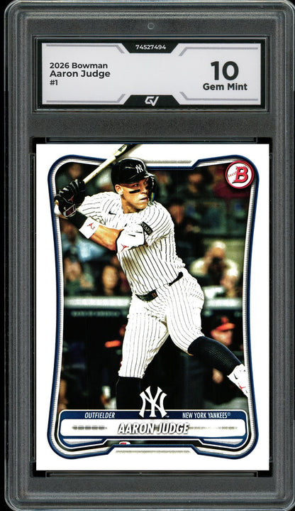 2026 Bowman #1 Aaron Judge Graded 10 Gem Mint - Front