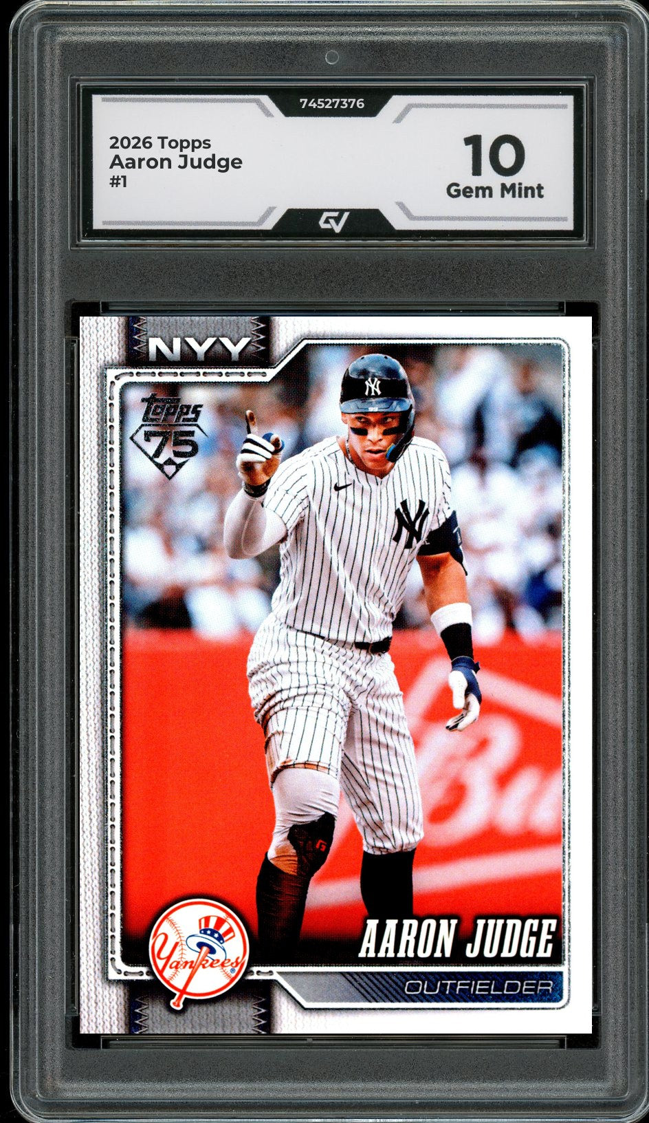 2026 Topps #1 Aaron Judge Graded 10 Gem Mint - Front