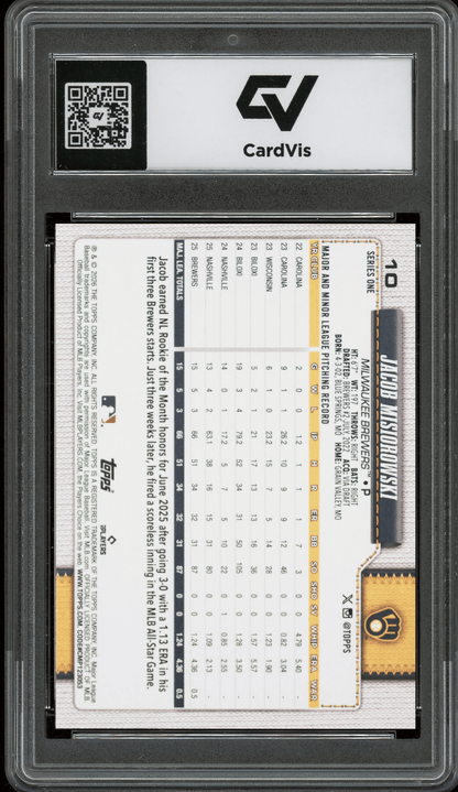 2026 Topps #10 Jacob Misiorowski Spring Training Graded 10 Gem Mint - Back