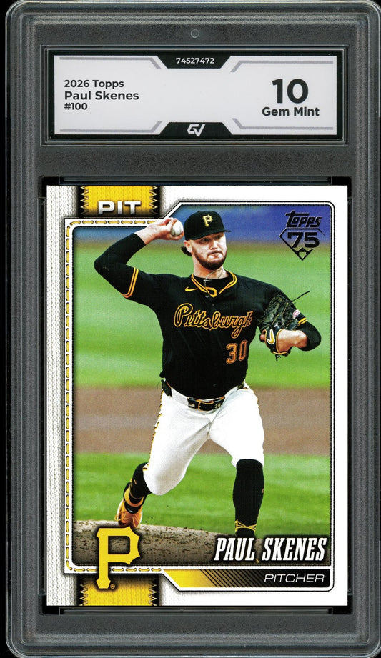 2026 Topps #100 Paul Skenes Graded 10 Gem Mint - Front