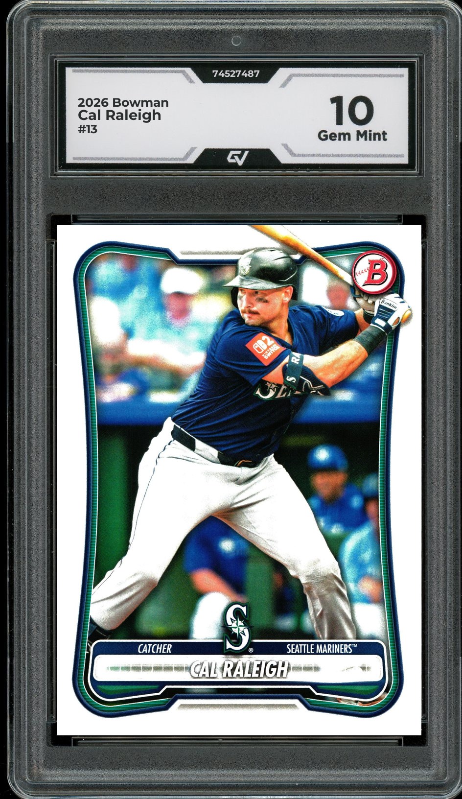 2026 Bowman #13 Cal Raleigh Graded 10 Gem Mint - Front