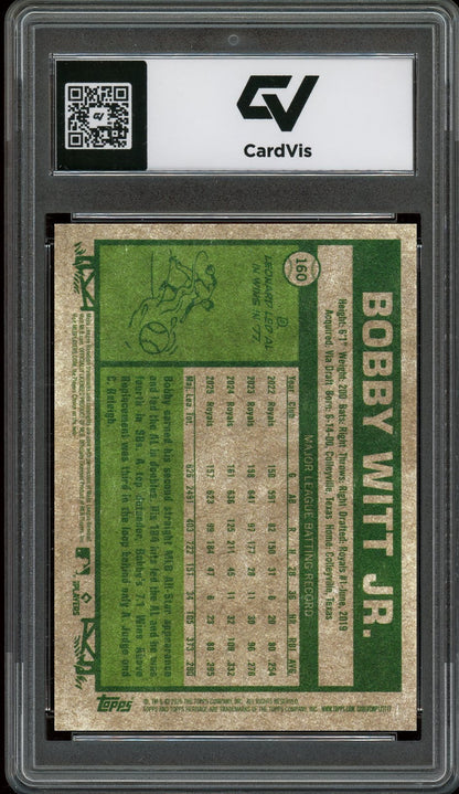 2026 Topps Heritage #160 Bobby Witt Jr. Graded 10 Gem Mint - Back