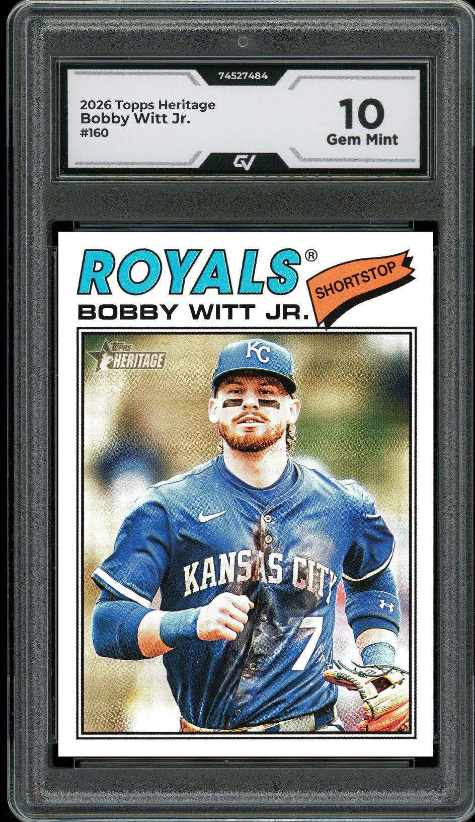 2026 Topps Heritage #160 Bobby Witt Jr. Graded 10 Gem Mint - Front
