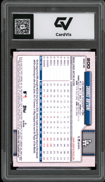 2026 Topps #200 Shohei Ohtani Graded 10 Gem Mint - Back