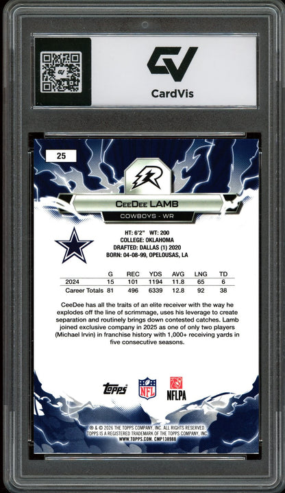 2026 Topps Resurgence #25 CeeDee Lamb Graded 10 Gem Mint - Back