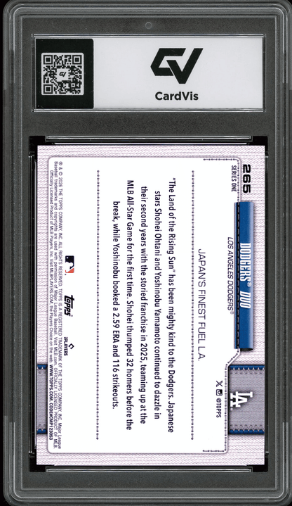 2026 Topps #265 Yamamotoohtani Graded 10 Gem Mint - Back