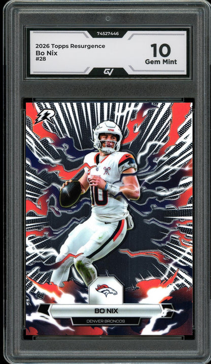 2026 Topps Resurgence #28 Bo Nix Graded 10 Gem Mint - Front
