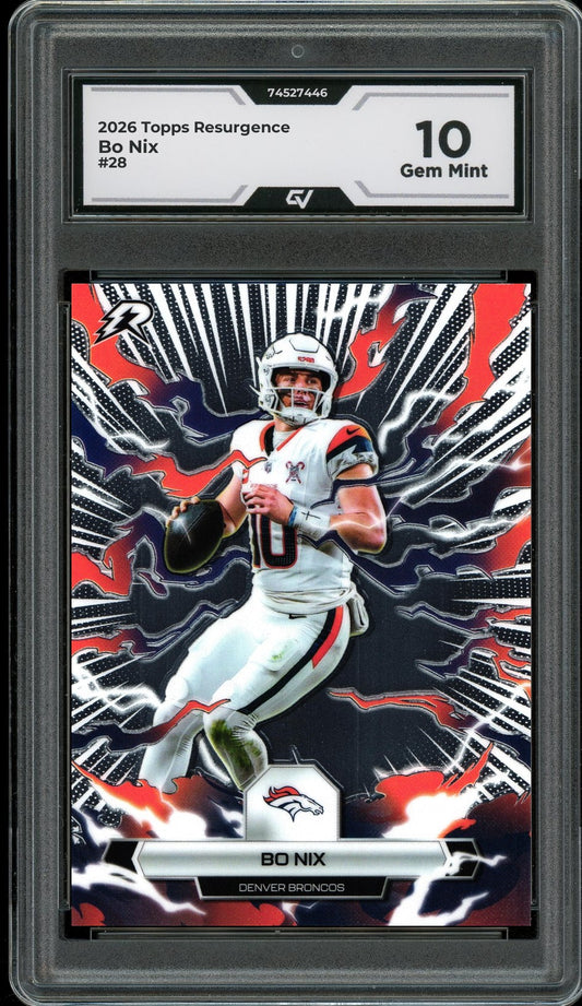 2026 Topps Resurgence #28 Bo Nix Graded 10 Gem Mint - Front