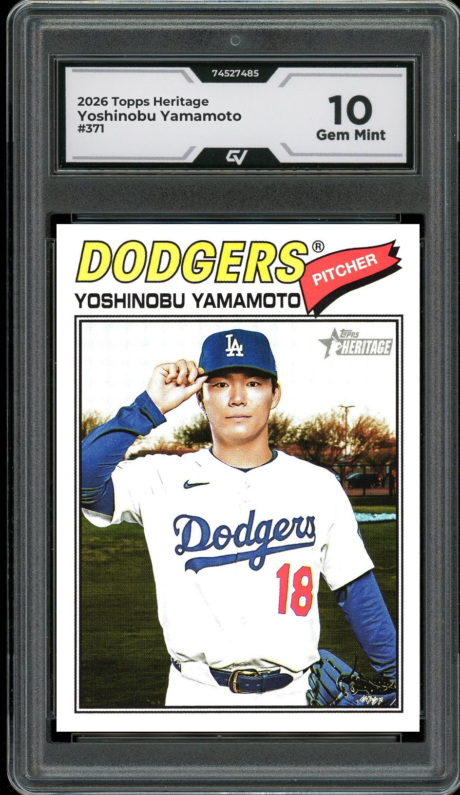 2026 Topps Heritage #371 Yoshinobu Yamamoto Graded 10 Gem Mint - Front