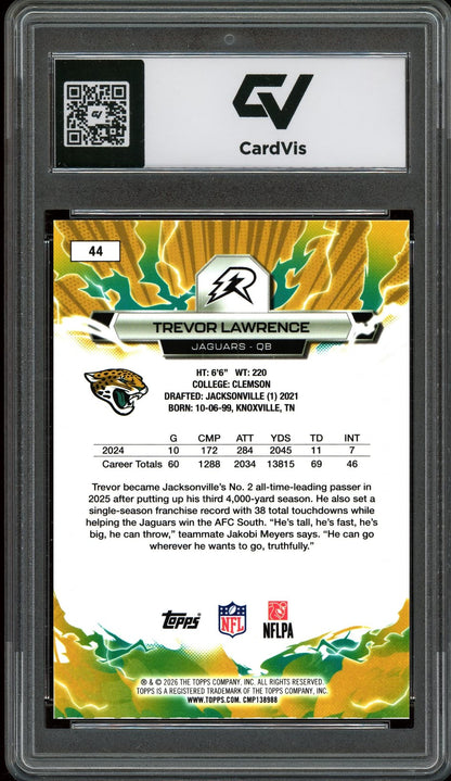 2026 Topps Resurgence #44 Trevor Lawrence Graded 10 Gem Mint - Back