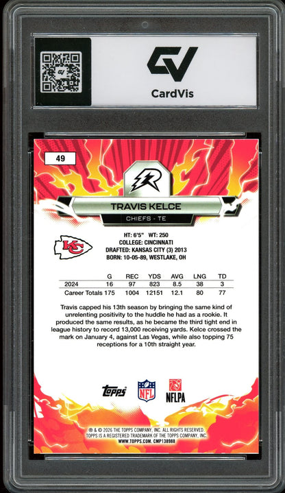 2026 Topps Resurgence #49 Travis Kelce Graded 10 Gem Mint - Back