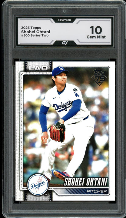 2026 Topps #500 Shohei Ohtani Series Two Graded 10 Gem Mint - Front