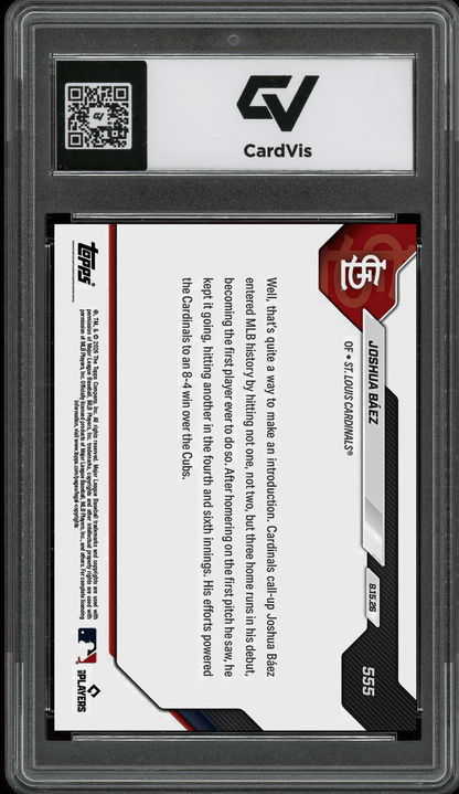 2026 Topps Now #555 Joshua Baez Call Up Rookie Card RC Graded 10 Gem Mint