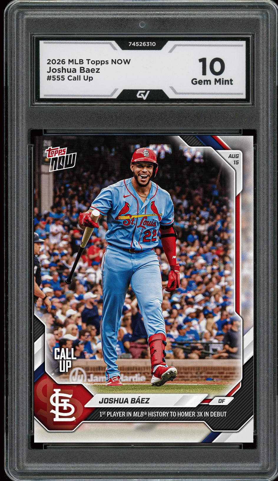 2026 Topps Now #555 Joshua Baez Call Up Rookie Card RC Graded 10 Gem Mint