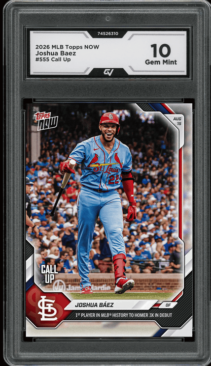 2026 Topps Now #555 Joshua Baez Call Up Rookie Card RC Graded 10 Gem Mint