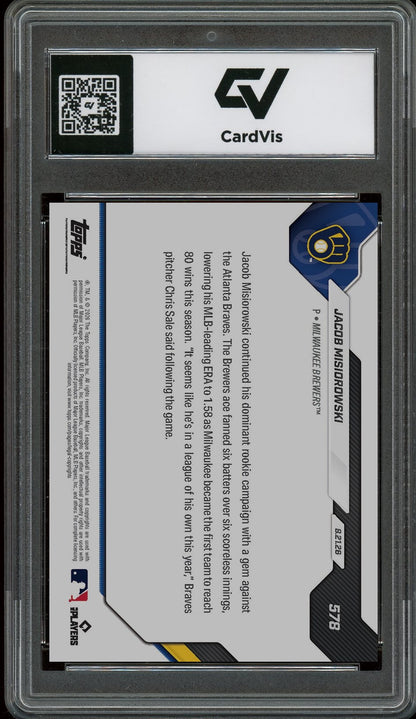 2026 Topps Now MLB #578 Jacob Misiorowski Graded 10 Gem Mint - Back