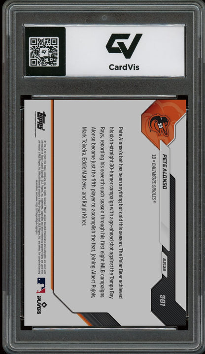 2026 Topps Now MLB #581 Pete Alonso Graded 10 Gem Mint - Back