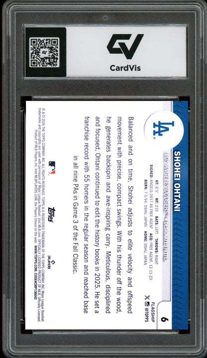 2026 Topps Flagship #6 Shohei Ohtani Graded 10 Gem Mint - Back