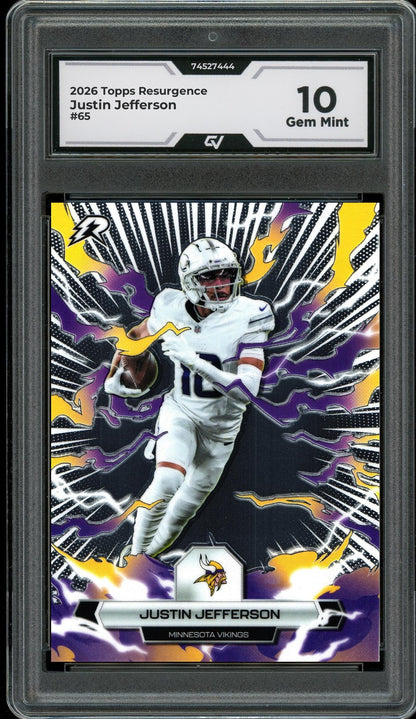 2026 Topps Resurgence #65 Justin Jefferson Graded 10 Gem Mint - Front