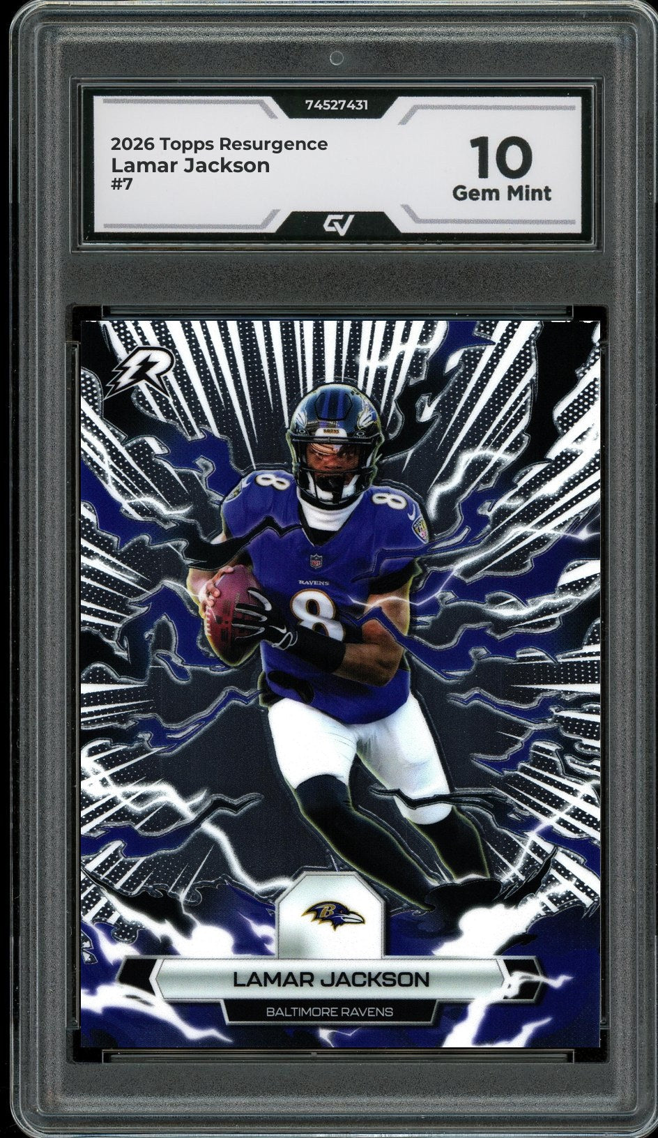 2026 Topps Resurgence #7 Lamar Jackson Graded 10 Gem Mint - Front