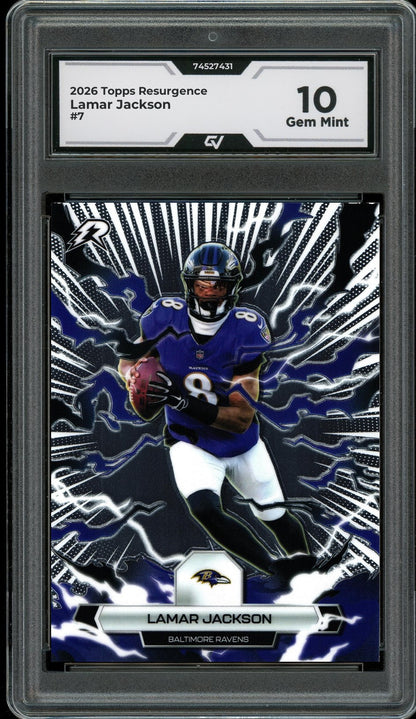 2026 Topps Resurgence #7 Lamar Jackson Graded 10 Gem Mint - Front