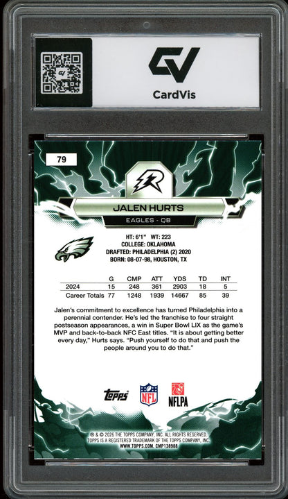 2026 Topps Resurgence #79 Jalen Hurts Graded 10 Gem Mint - Back