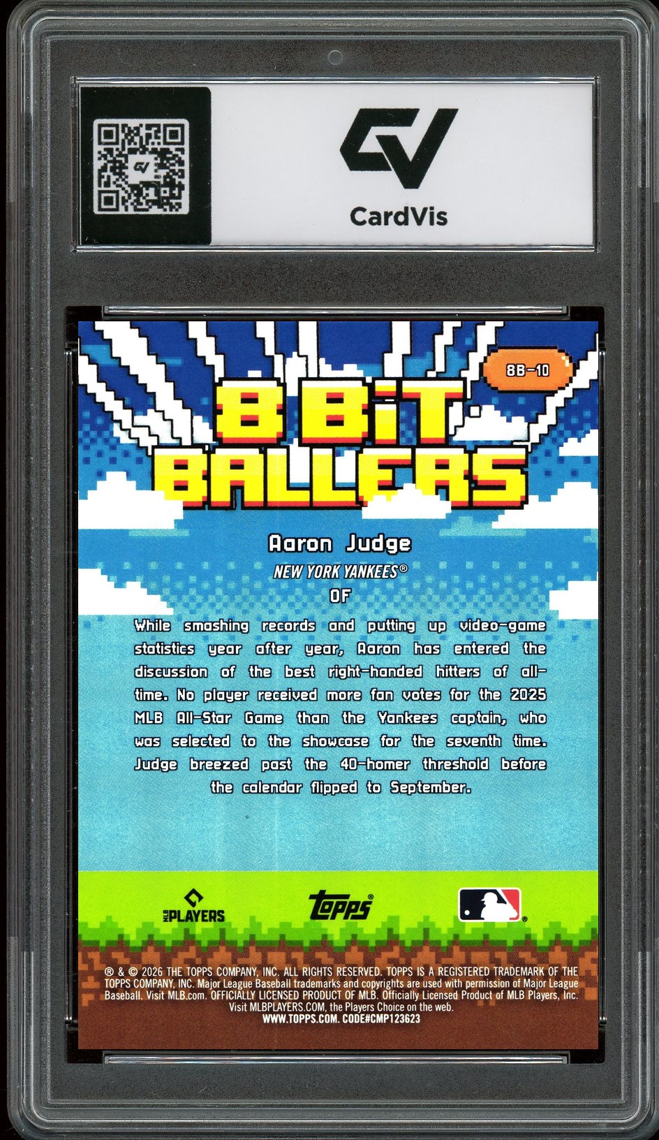 2026 Topps #8B-10 Aaron Judge 8 Bit Ballers Graded 10 Gem Mint - Back