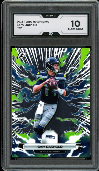 2026 Topps Resurgence #90 Sam Darnold Graded 10 Gem Mint - Front