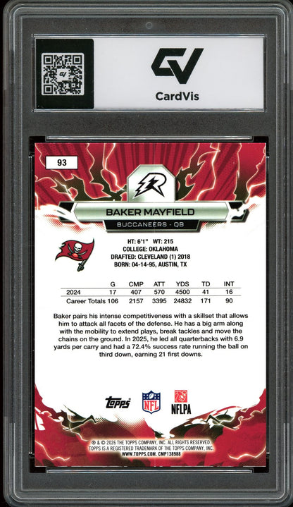 2026 Topps Resurgence #93 Baker Mayfield Graded 10 Gem Mint - Back