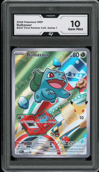 2026 Pokemon Mega Evolutions #037 Bulbasaur First Partner Illustration Graded 10 Gem Mint
