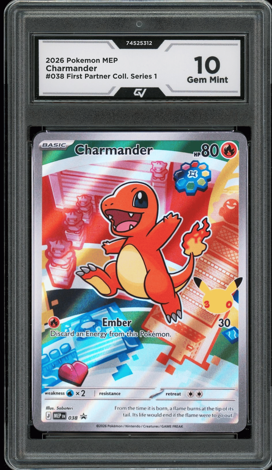 2026 Pokemon Mega Evolutions #038 Charmander First Partner Illustration Graded 10 Gem Mint