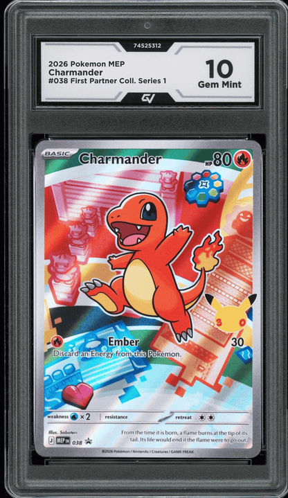 2026 Pokemon Mega Evolutions #038 Charmander First Partner Illustration Graded 10 Gem Mint