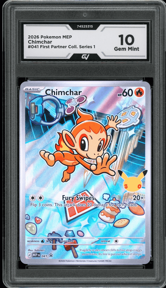 2026 Pokemon Mega Evolutions #041 Chimchar First Partner Illustration Graded 10 Gem Mint