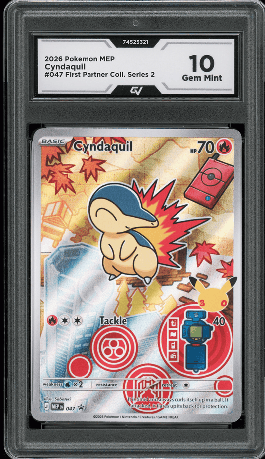 2026 Pokemon Mega Evolutions #047 Cyndaquil First Partner Illustration Graded 10 Gem Mint