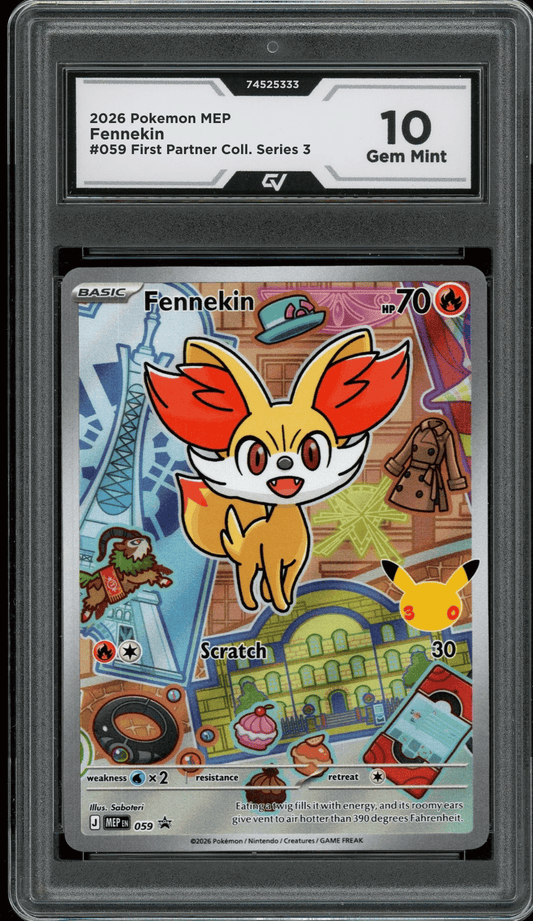 2026 Pokemon Mega Evolutions #059 Fennekin First Partner Illustration Graded 10 Gem Mint