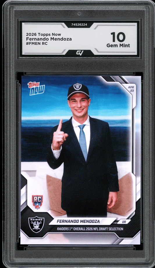 2026 Topps Now #FMEN Fernando Mendoza Graded 10 Gem Mint - Front