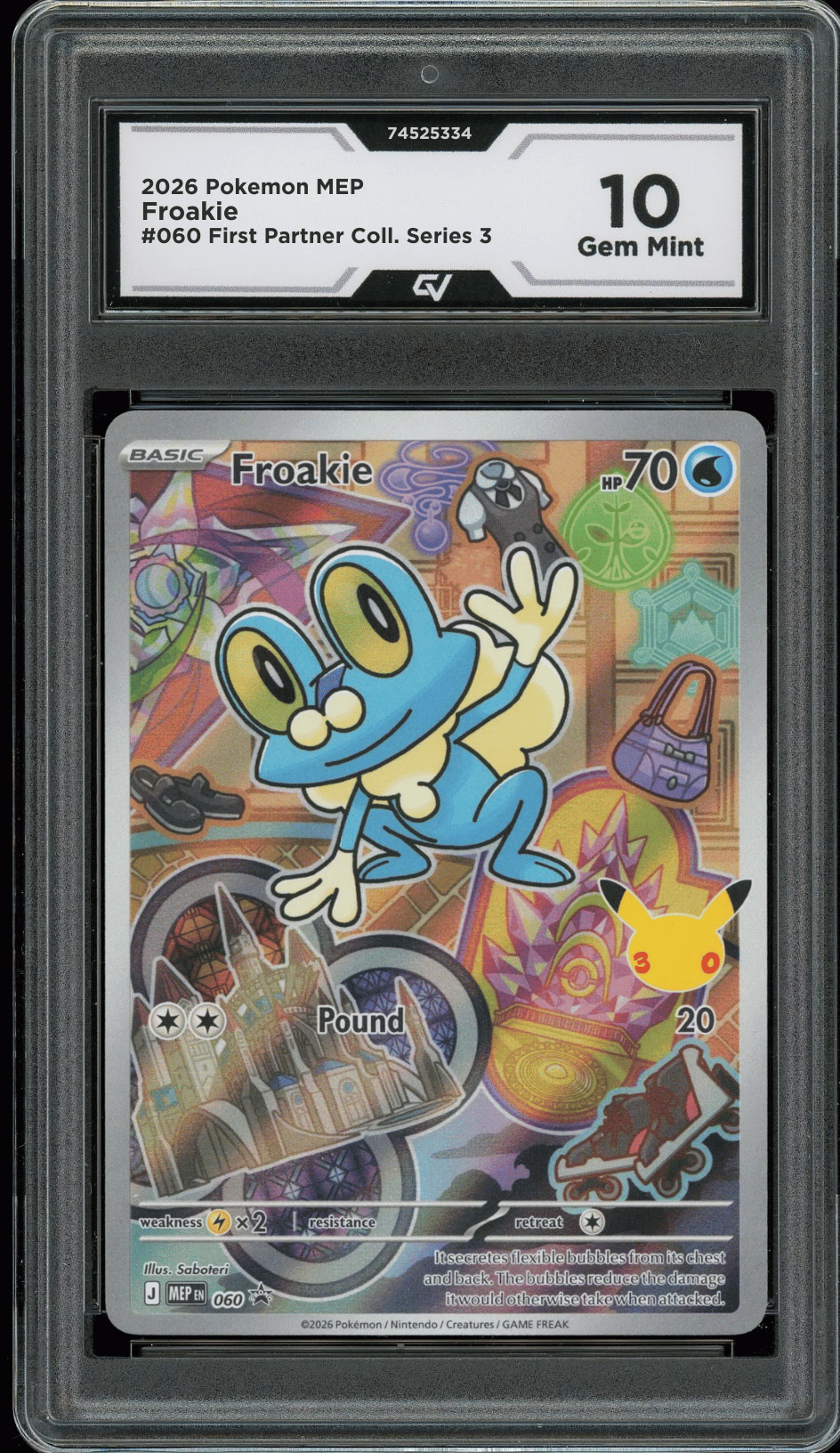 2026 Pokemon Mega Evolutions #060 Froakie First Partner Illustration Graded 10 Gem Mint