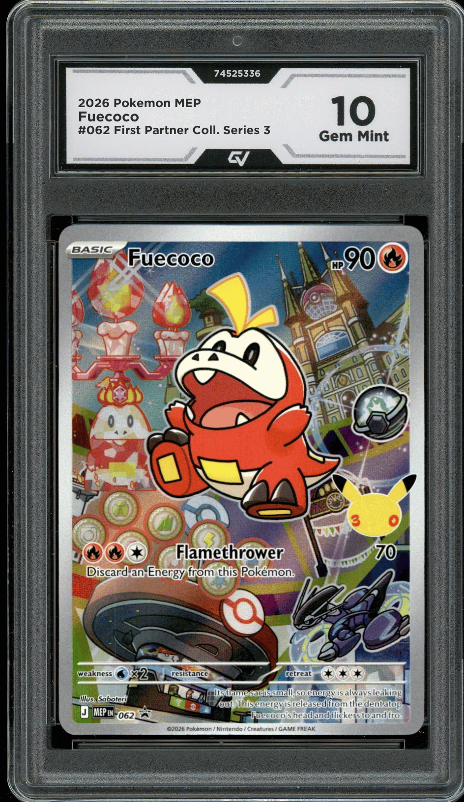 2026 Pokemon Mega Evolutions #062 Fuecoco First Partner Illustration Graded 10 Gem Mint