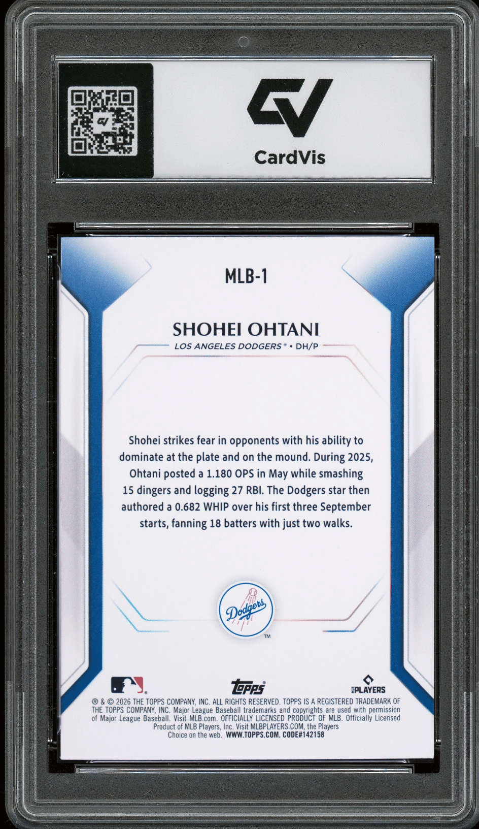 2026 Topps Collectors Kit #MLB-1 Shohei Ohtani Graded 10 Gem Mint - Back