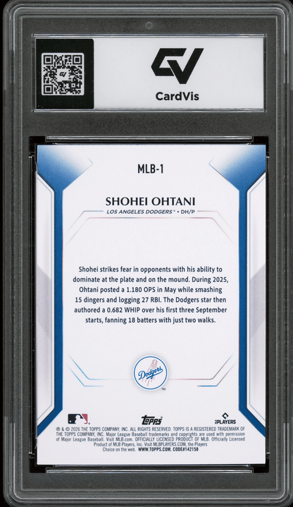 2026 Topps Collectors Kit #MLB-1 Shohei Ohtani Graded 10 Gem Mint - Back