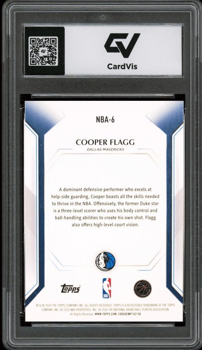 2026 Topps Collectors Kit #NBA-6 Cooper Flagg Graded 10 Gem Mint - Back