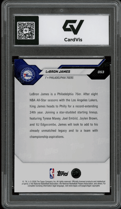 2026 Topps Now #OS-3 LeBron James Graded 10 Gem Mint 1st 76ers Card