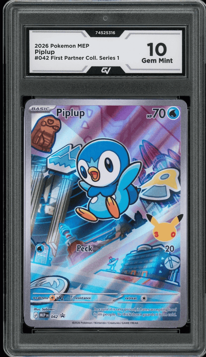 2026 Pokemon Mega Evolutions #042 Piplup First Partner Illustration Graded 10 Gem Mint