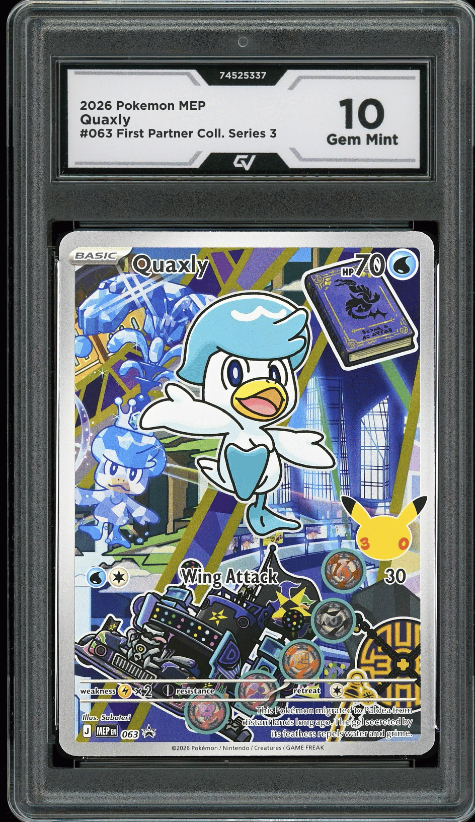 2026 Pokemon Mega Evolutions #063 Quaxly First Partner Illustration Graded 10 Gem Mint