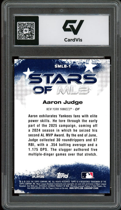 2026 Topps #SMLB-1 Aaron Judge Stars of MLB Graded 10 Gem Mint - Back