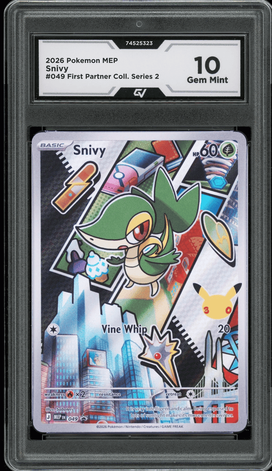 2026 Pokemon Mega Evolutions #049 Snivy First Partner Illustration Graded 10 Gem Mint