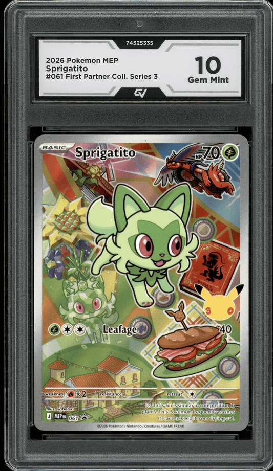 2026 Pokemon Mega Evolutions #061 Sprigatito First Partner Illustration Graded 10 Gem Mint