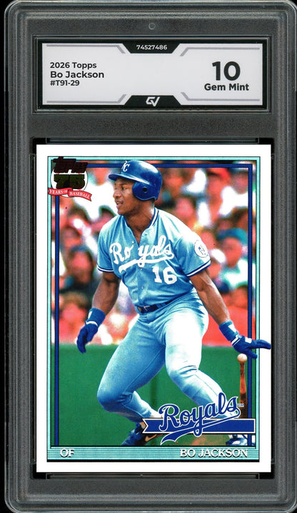 2026 Topps #T91-29 Bo Jackson Graded 10 Gem Mint - Front