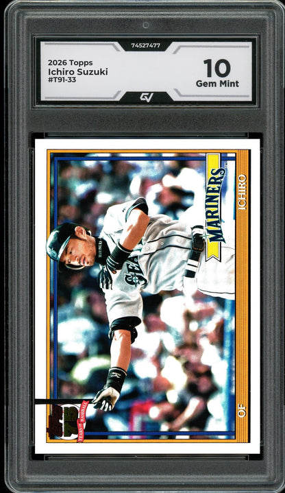 2026 Topps #T91-33 Ichiro Suzuki Graded 10 Gem Mint - Front