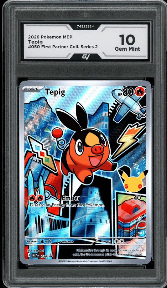 2026 Pokemon Mega Evolutions #050 Tepig First Partner Illustration Graded 10 Gem Mint